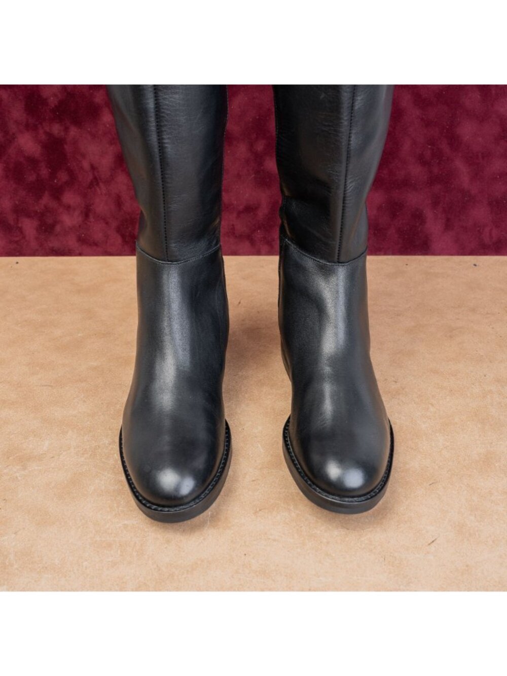 Cole Haan Women Chase Fashion Zip Party Black Leather Stretch OTK Boots sz 6 - Picture 4 of 10